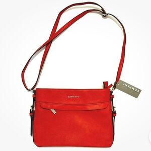 Company Red Pleather Purse Montreal Fake Leather Adjustable Strap Zip Pockets